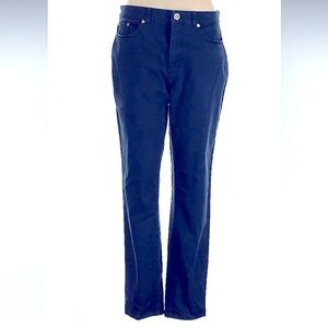Brooks Brothers women  navy Chino pants logo gold colored button straight leg 10